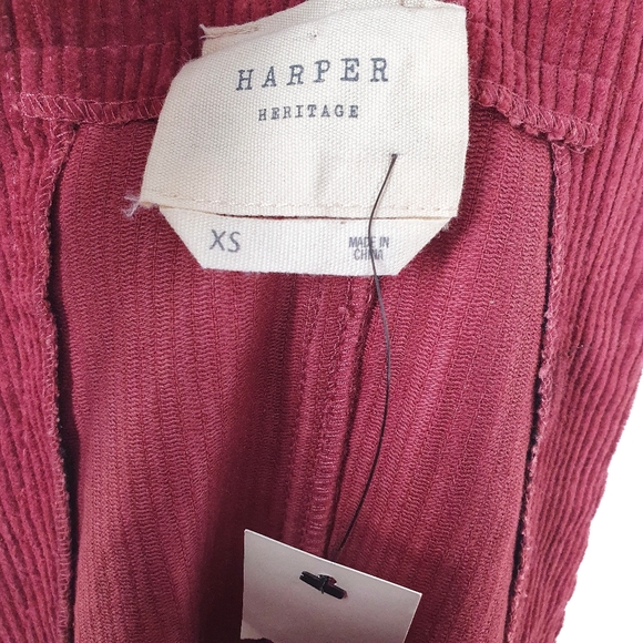 NWT Harper Heritage Maroon Red Pinafore Corduroy Overall Mini Dress - Picture 6 of 9